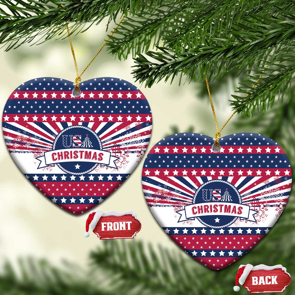 USA Christmas Ceramic Ornament The Stars and Stripes Xmas Style - Wonder Print Shop