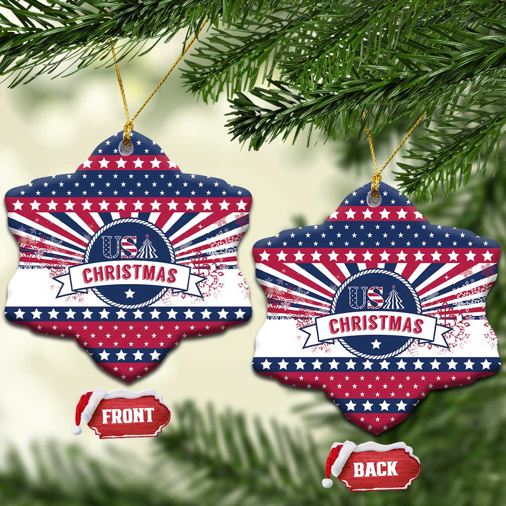 USA Christmas Ceramic Ornament The Stars and Stripes Xmas Style - Wonder Print Shop