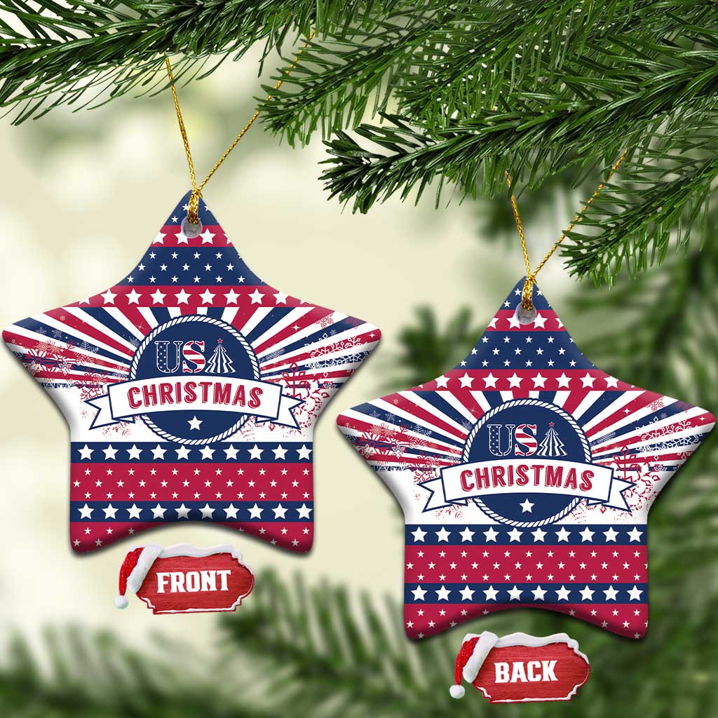 USA Christmas Ceramic Ornament The Stars and Stripes Xmas Style - Wonder Print Shop