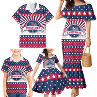 USA Christmas Family Matching Mermaid Dress and Hawaiian Shirt The Stars and Stripes Xmas Style - Wonder Print Shop