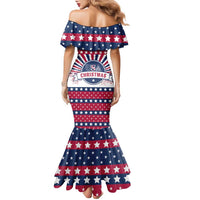 USA Christmas Family Matching Mermaid Dress and Hawaiian Shirt The Stars and Stripes Xmas Style - Wonder Print Shop