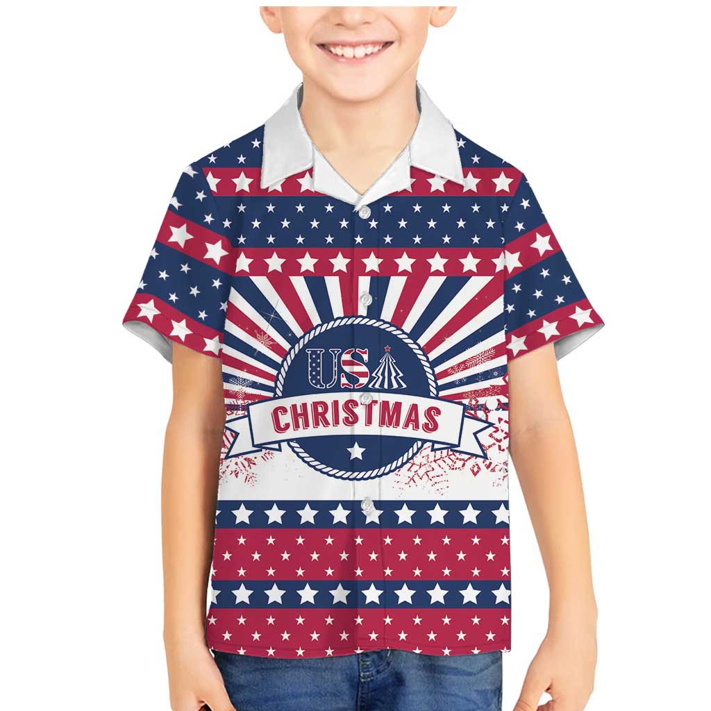 USA Christmas Family Matching Mermaid Dress and Hawaiian Shirt The Stars and Stripes Xmas Style - Wonder Print Shop