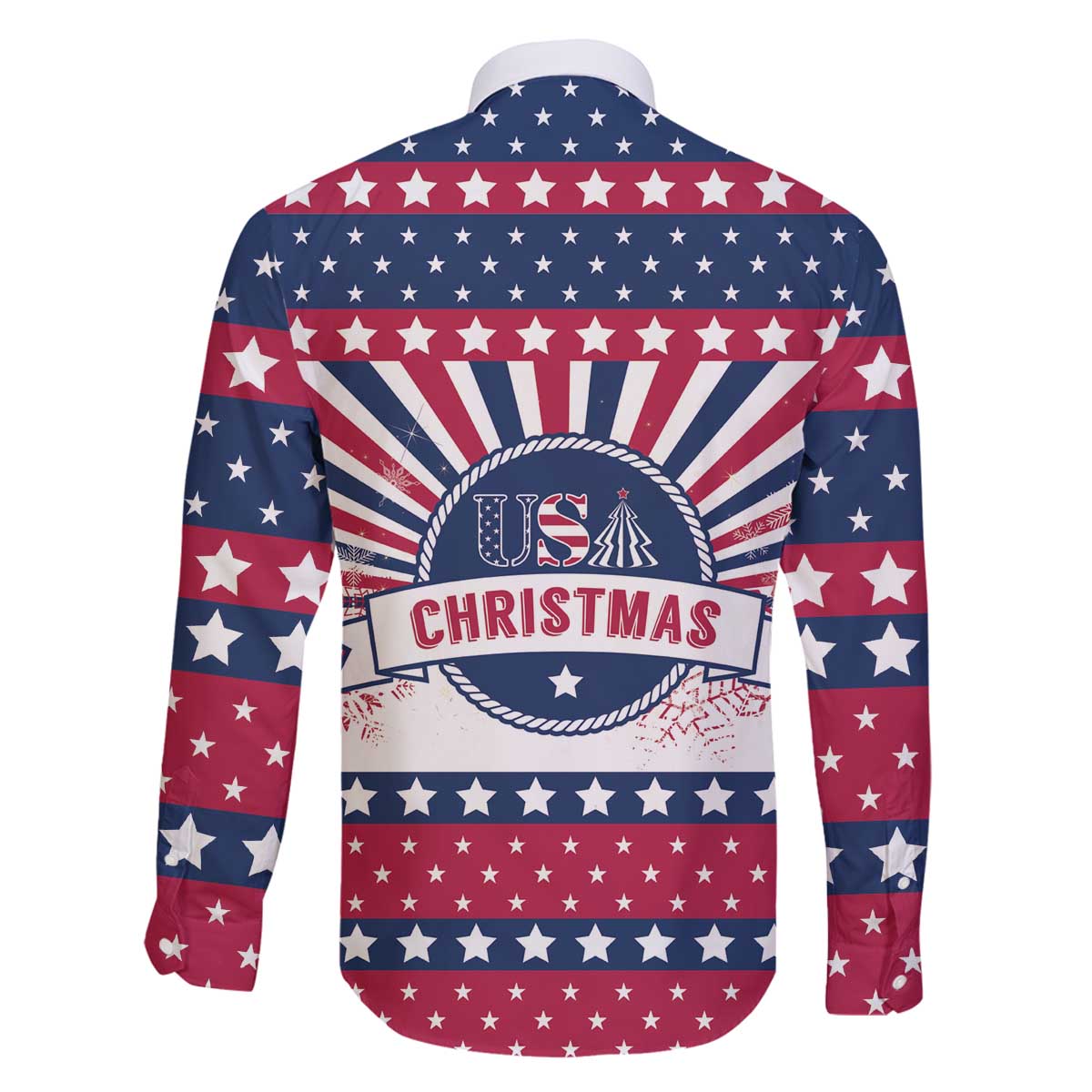 USA Christmas Family Matching Off The Shoulder Long Sleeve Dress and Hawaiian Shirt The Stars and Stripes Xmas Style - Wonder Print Shop