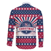 USA Christmas Family Matching Off The Shoulder Long Sleeve Dress and Hawaiian Shirt The Stars and Stripes Xmas Style - Wonder Print Shop