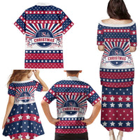 USA Christmas Family Matching Puletasi and Hawaiian Shirt The Stars and Stripes Xmas Style - Wonder Print Shop