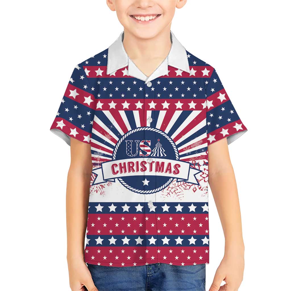 USA Christmas Family Matching Short Sleeve Bodycon Dress and Hawaiian Shirt The Stars and Stripes Xmas Style - Wonder Print Shop