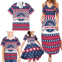 USA Christmas Family Matching Summer Maxi Dress and Hawaiian Shirt The Stars and Stripes Xmas Style - Wonder Print Shop