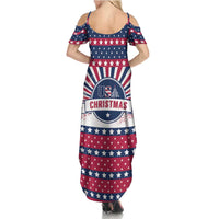USA Christmas Family Matching Summer Maxi Dress and Hawaiian Shirt The Stars and Stripes Xmas Style - Wonder Print Shop