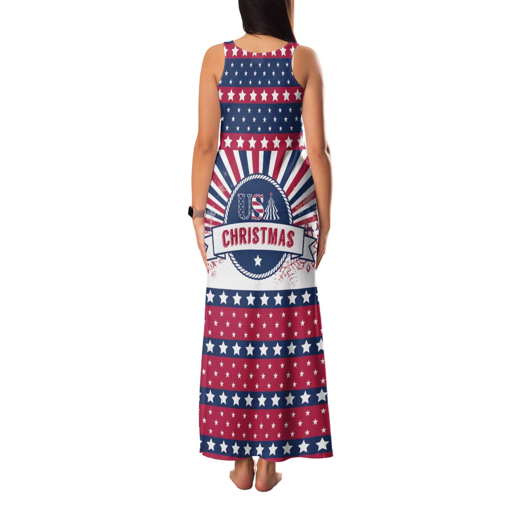 USA Christmas Family Matching Tank Maxi Dress and Hawaiian Shirt The Stars and Stripes Xmas Style - Wonder Print Shop