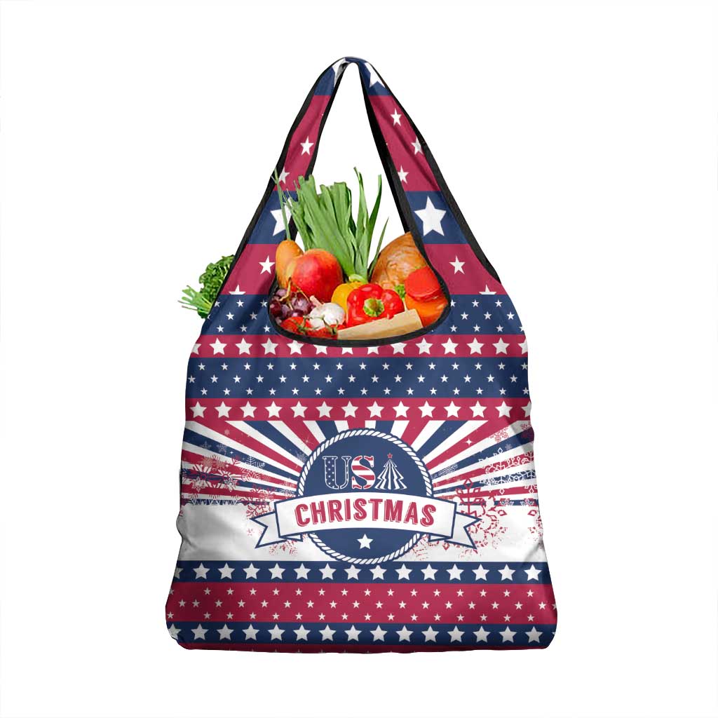 USA Christmas Grocery Bag The Stars and Stripes Xmas Style