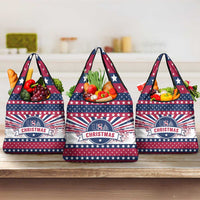 USA Christmas Grocery Bag The Stars and Stripes Xmas Style