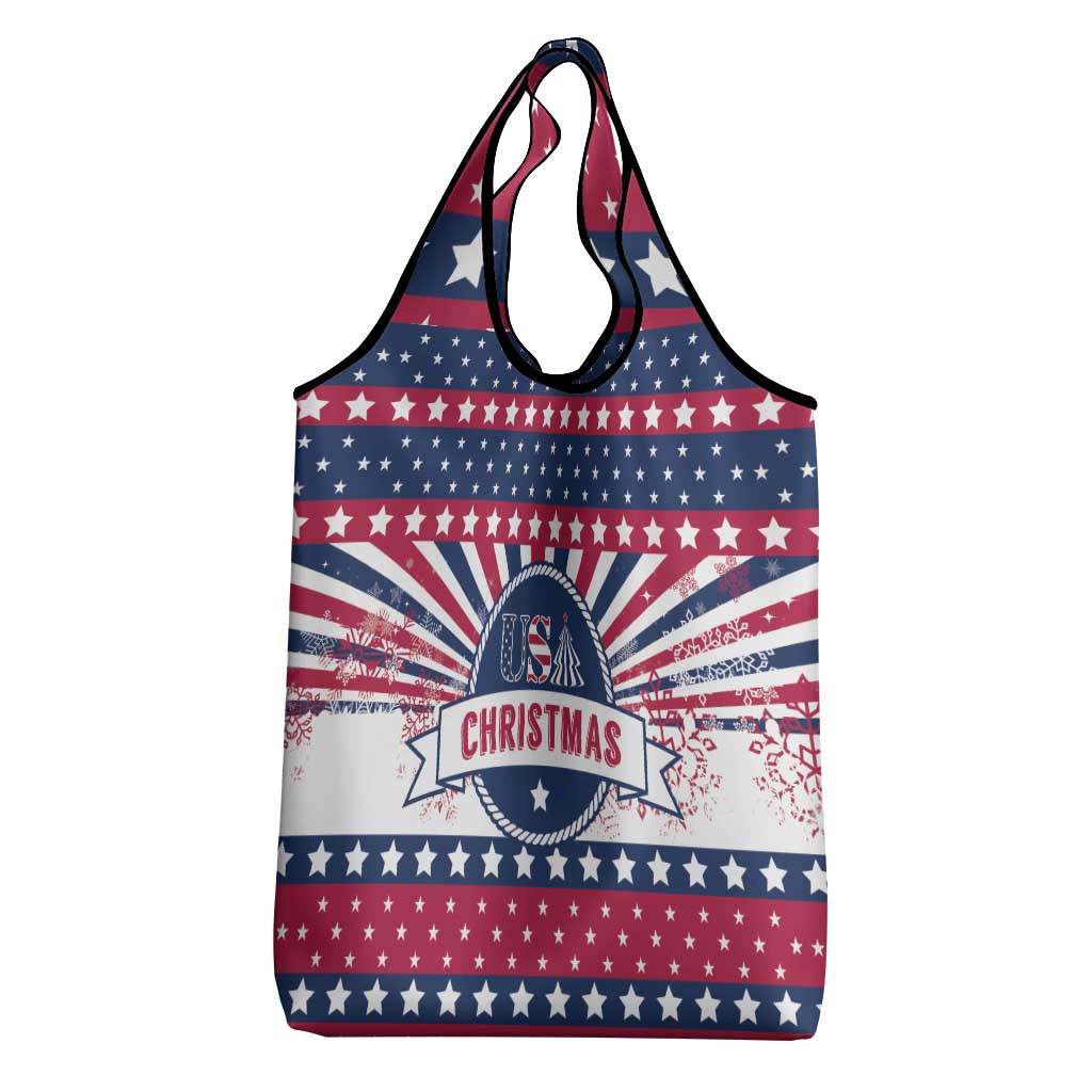 USA Christmas Grocery Bag The Stars and Stripes Xmas Style