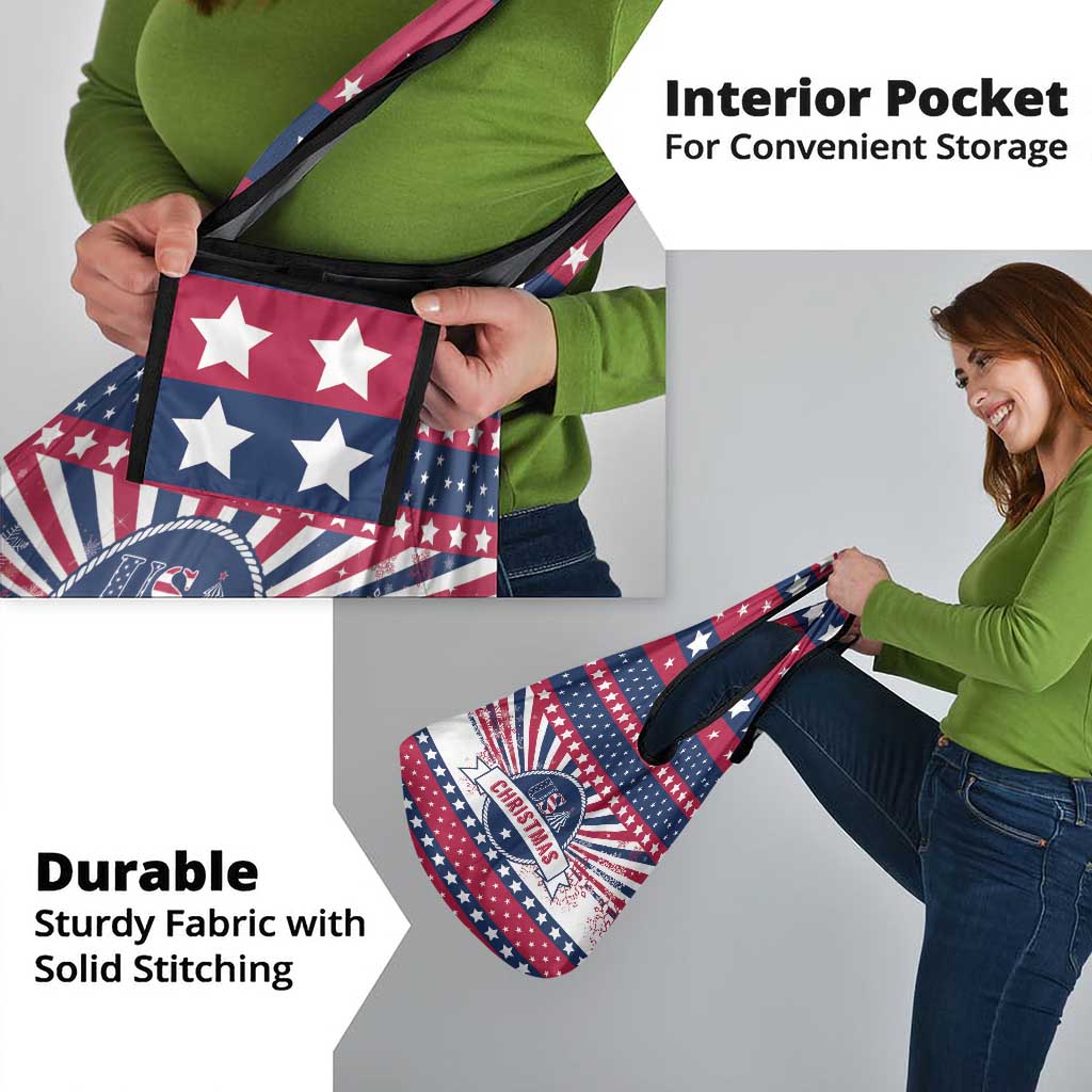 USA Christmas Grocery Bag The Stars and Stripes Xmas Style