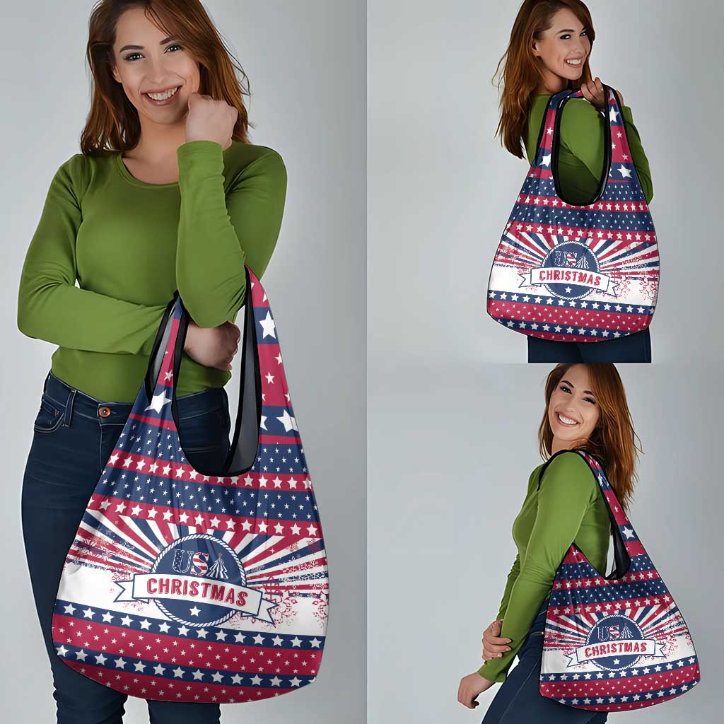 USA Christmas Grocery Bag The Stars and Stripes Xmas Style