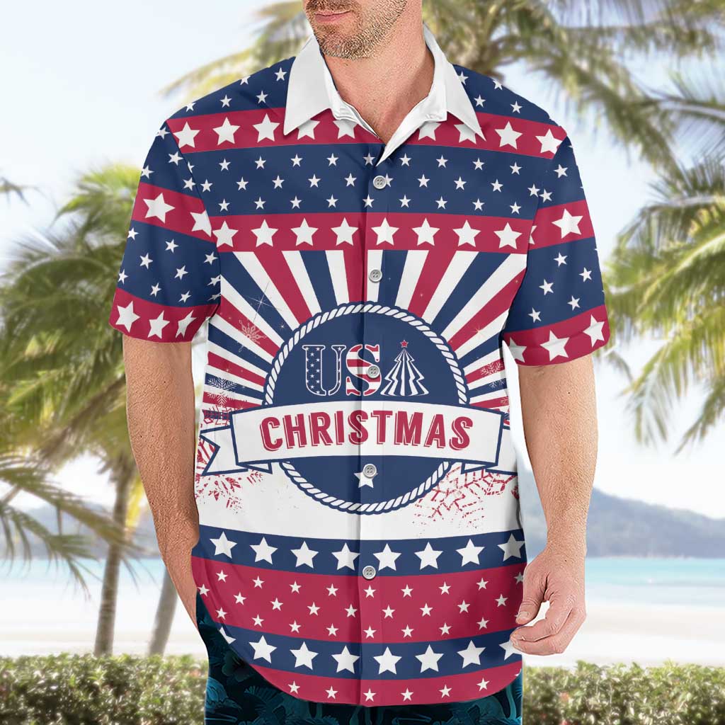 USA Christmas Hawaiian Shirt The Stars and Stripes Xmas Style - Wonder Print Shop