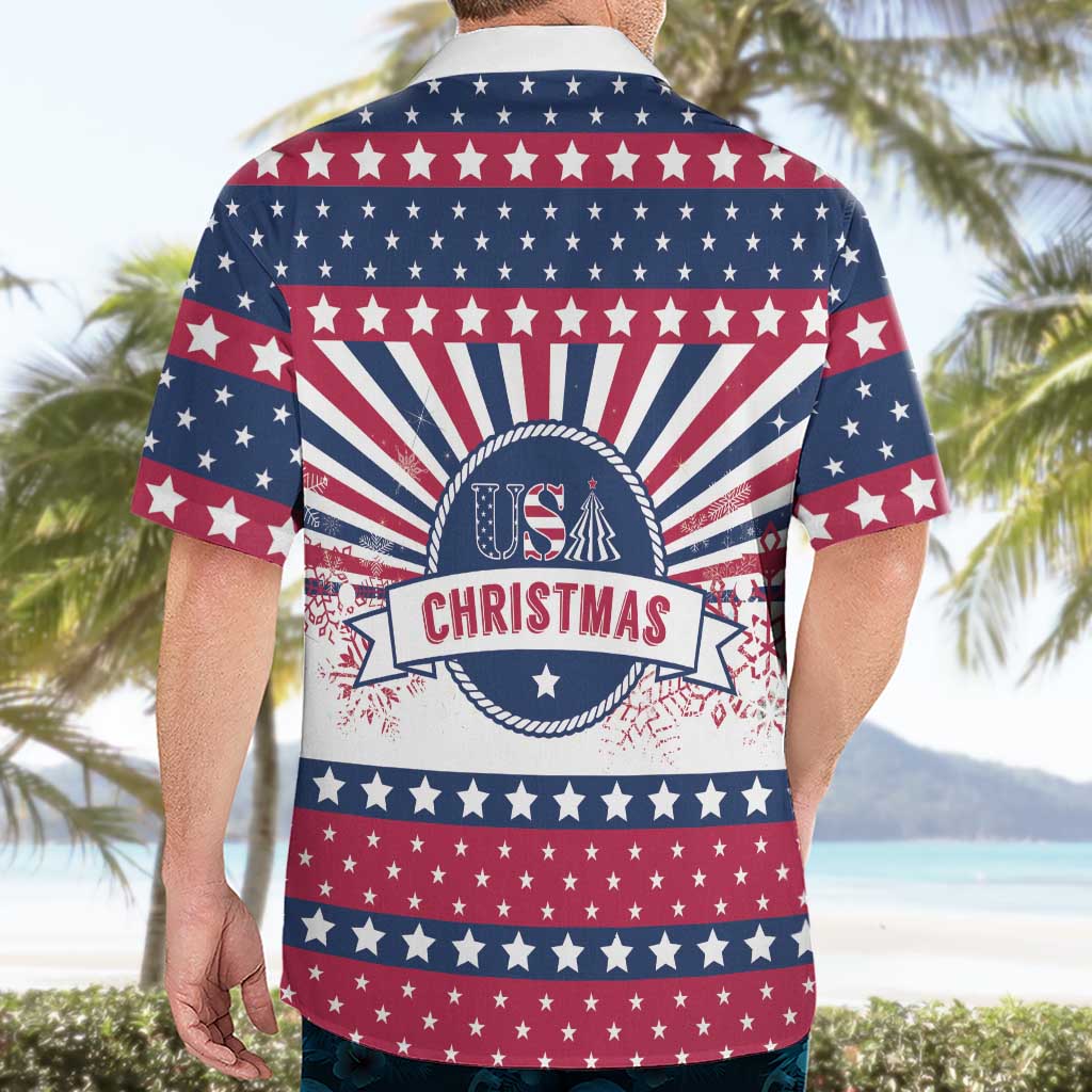 USA Christmas Hawaiian Shirt The Stars and Stripes Xmas Style - Wonder Print Shop