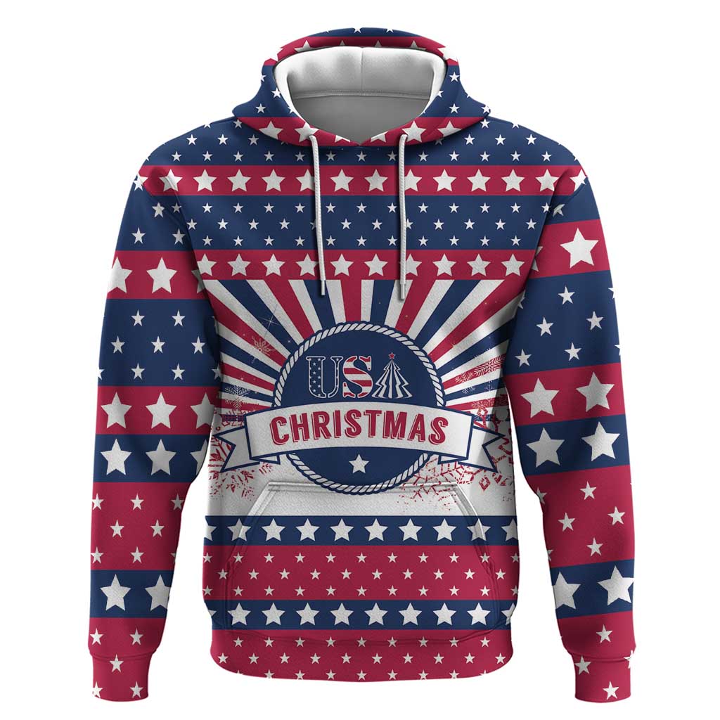 USA Christmas Hoodie The Stars and Stripes Xmas Style - Wonder Print Shop