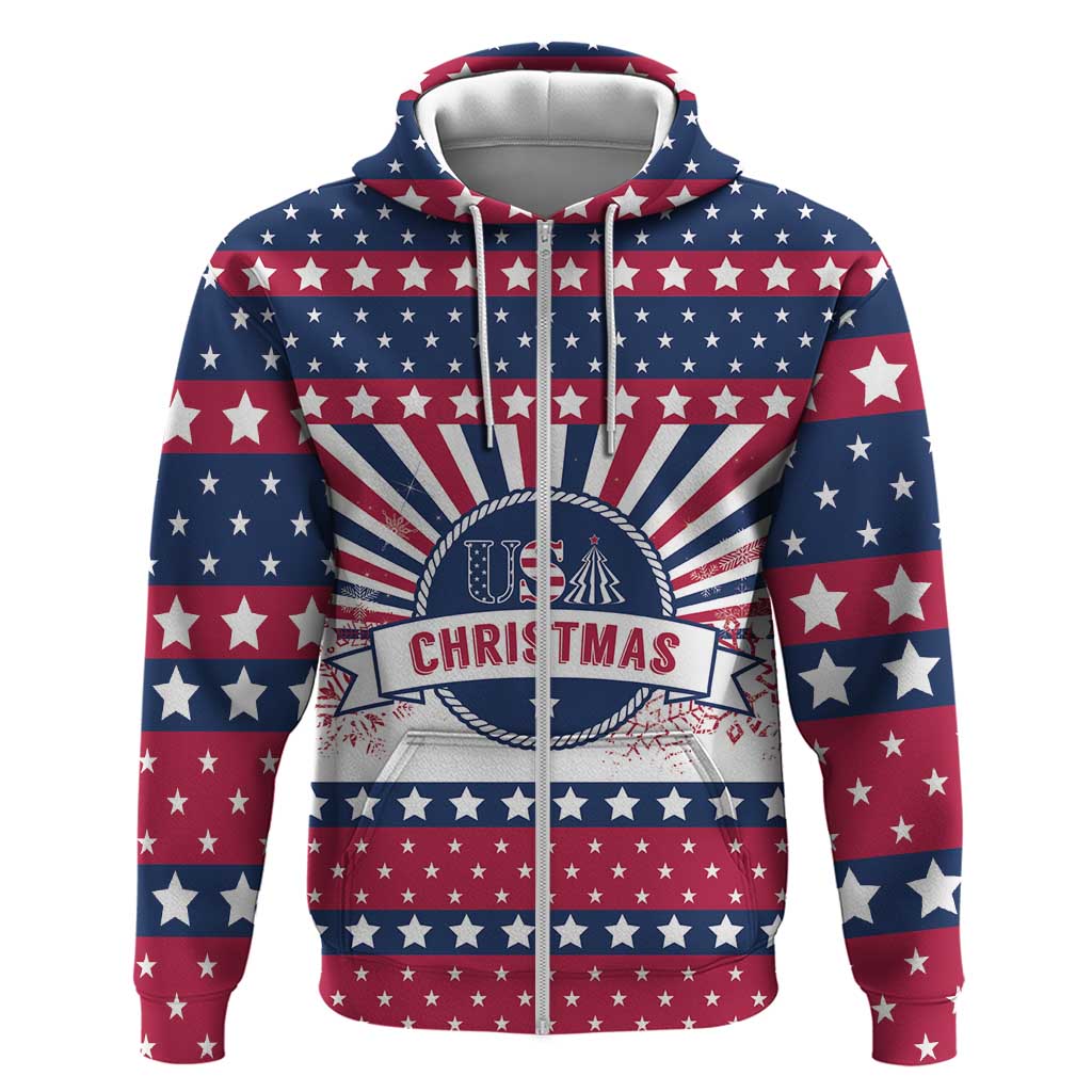 USA Christmas Hoodie The Stars and Stripes Xmas Style - Wonder Print Shop