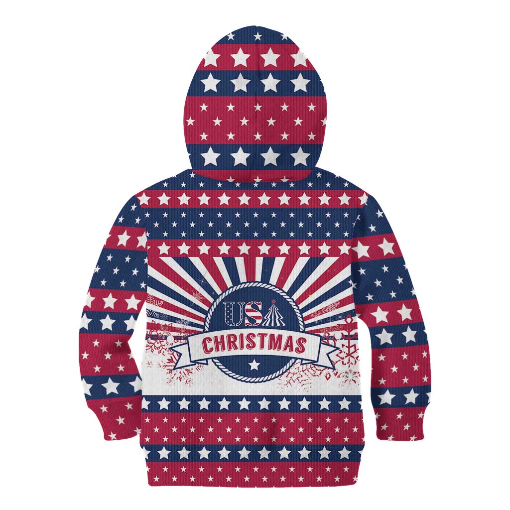 USA Christmas Kid Hoodie The Stars and Stripes Xmas Style - Wonder Print Shop
