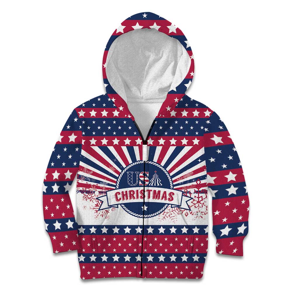 USA Christmas Kid Hoodie The Stars and Stripes Xmas Style - Wonder Print Shop