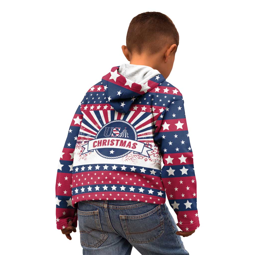 USA Christmas Kid Hoodie The Stars and Stripes Xmas Style - Wonder Print Shop