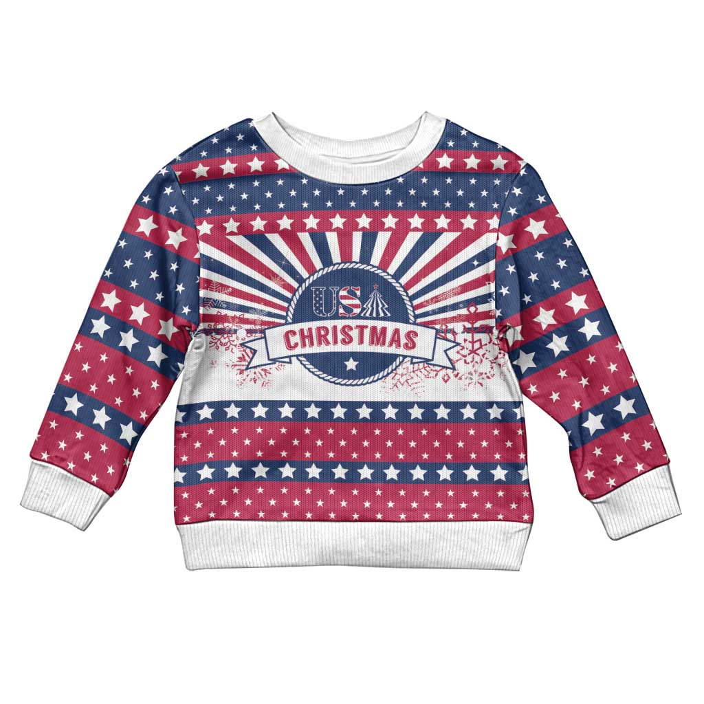 USA Christmas Kid Ugly Christmas Sweater The Stars and Stripes Xmas Style - Wonder Print Shop