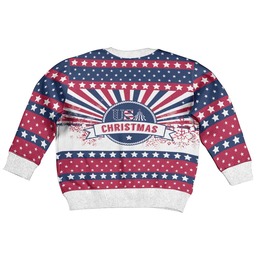 USA Christmas Kid Ugly Christmas Sweater The Stars and Stripes Xmas Style - Wonder Print Shop