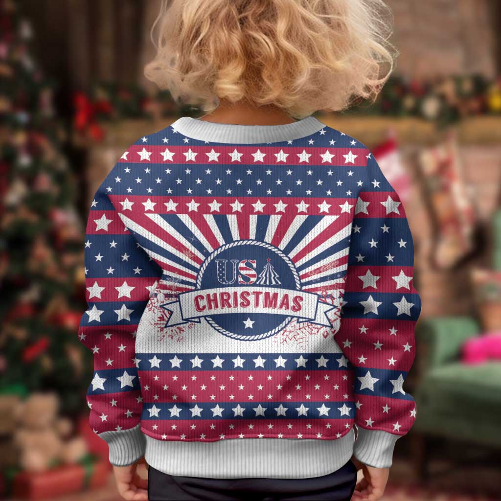 USA Christmas Kid Ugly Christmas Sweater The Stars and Stripes Xmas Style - Wonder Print Shop