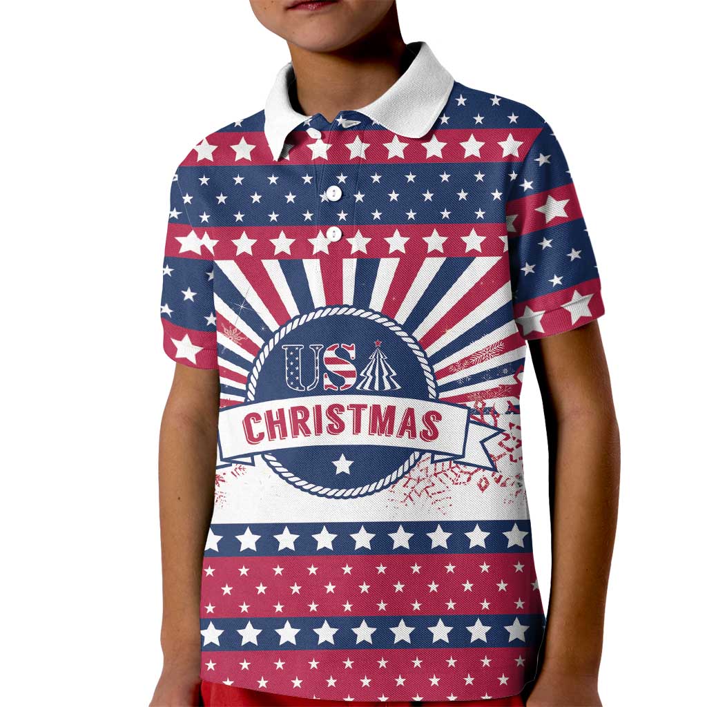 USA Christmas Kid Polo Shirt The Stars and Stripes Xmas Style - Wonder Print Shop
