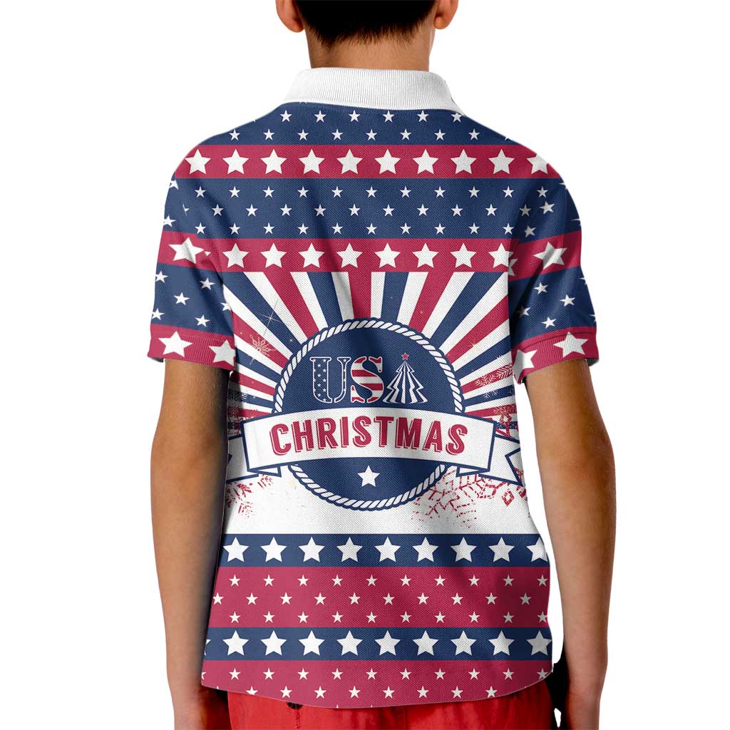 USA Christmas Kid Polo Shirt The Stars and Stripes Xmas Style - Wonder Print Shop