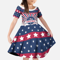 USA Christmas Kid Short Sleeve Dress The Stars and Stripes Xmas Style - Wonder Print Shop