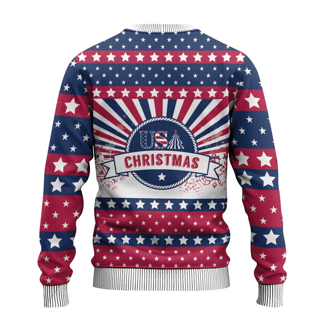 USA Christmas Ugly Christmas Sweater The Stars and Stripes Xmas Style - Wonder Print Shop
