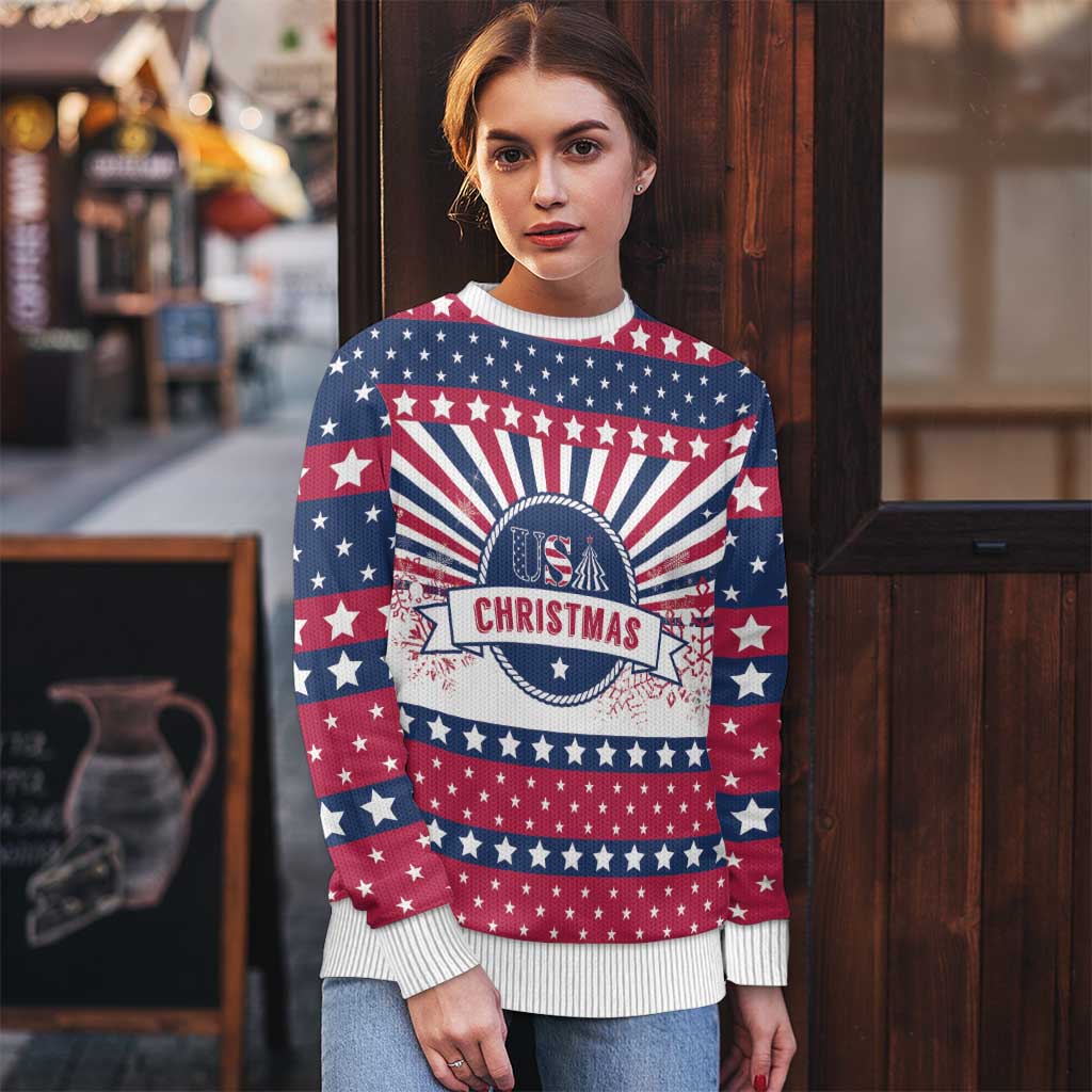USA Christmas Ugly Christmas Sweater The Stars and Stripes Xmas Style - Wonder Print Shop