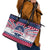 USA Christmas Leather Tote Bag The Stars and Stripes Xmas Style - Wonder Print Shop