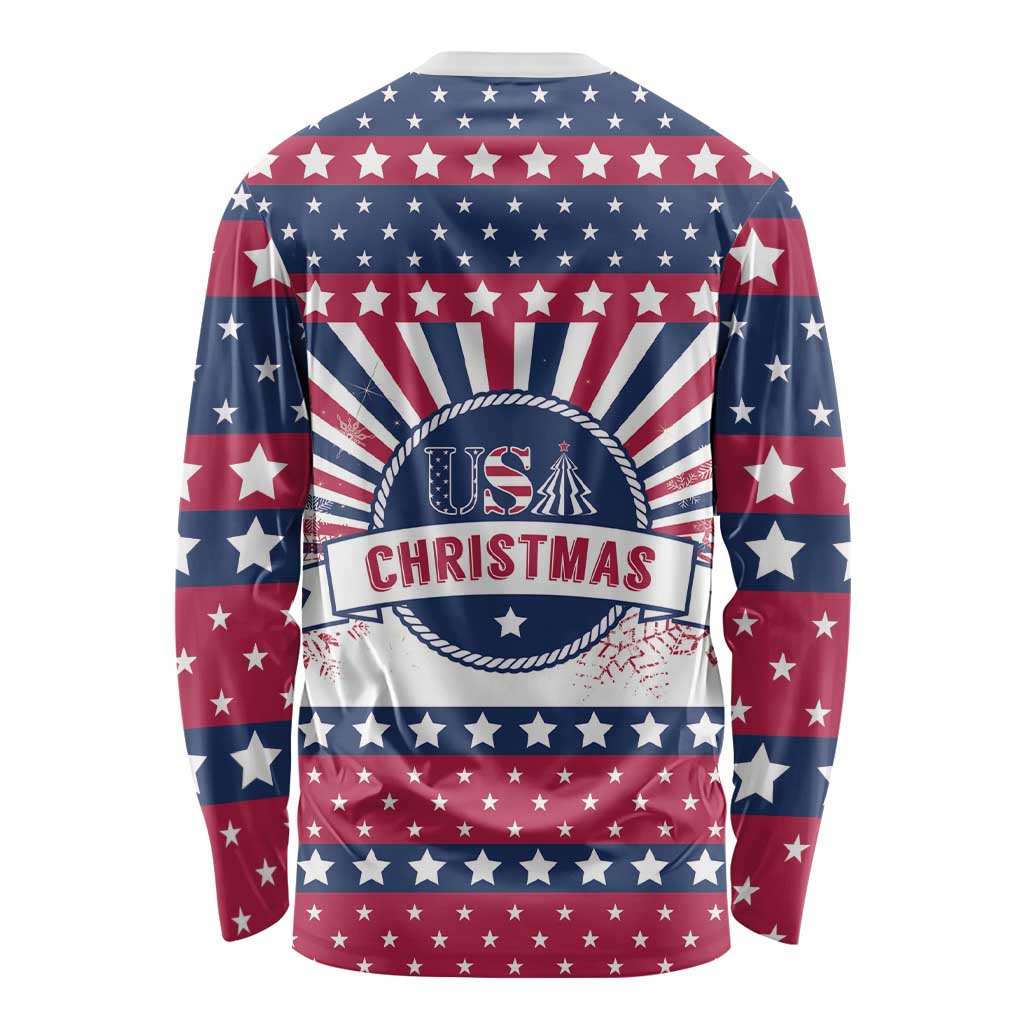 USA Christmas Long Sleeve Shirt The Stars and Stripes Xmas Style - Wonder Print Shop