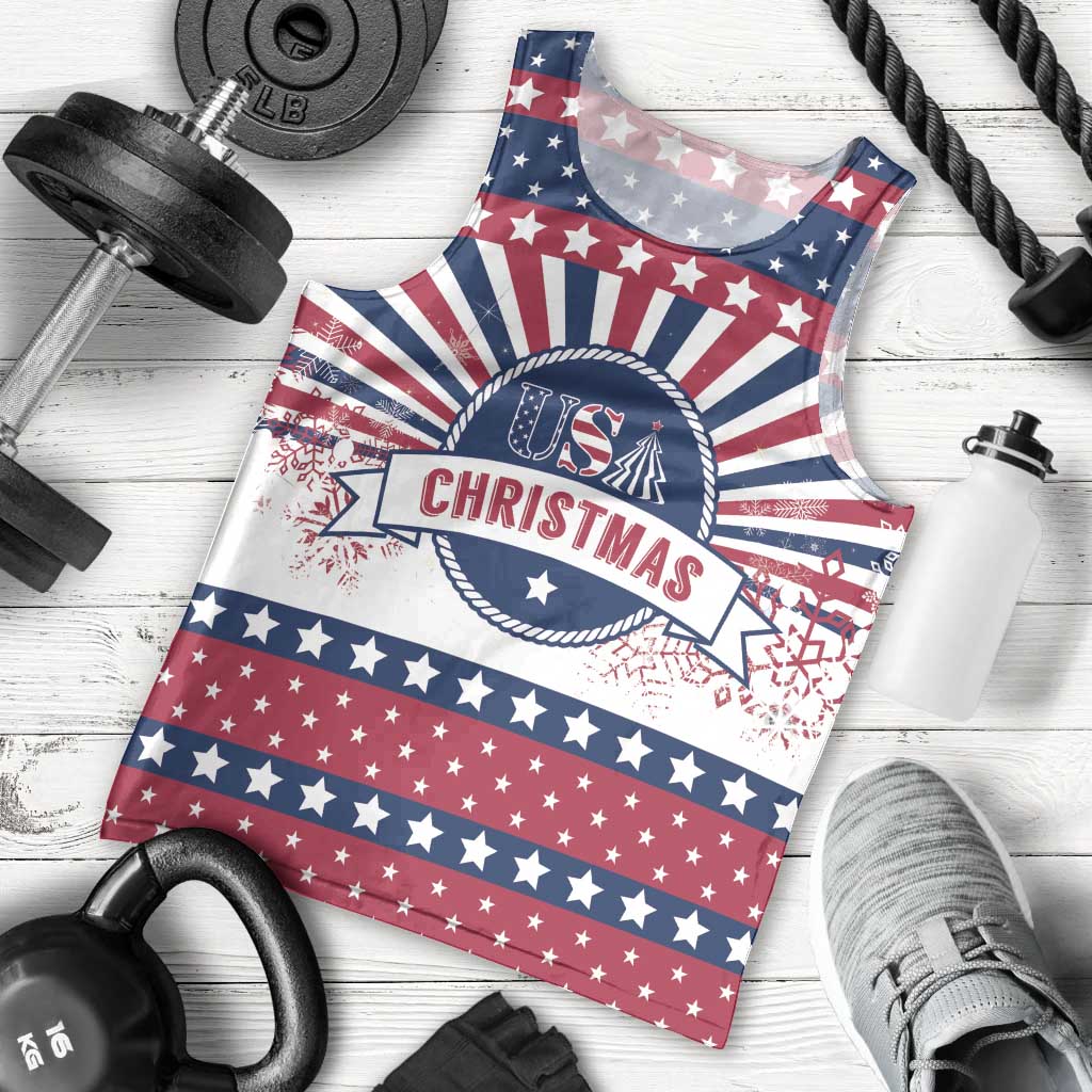 USA Christmas Men Tank Top The Stars and Stripes Xmas Style - Wonder Print Shop
