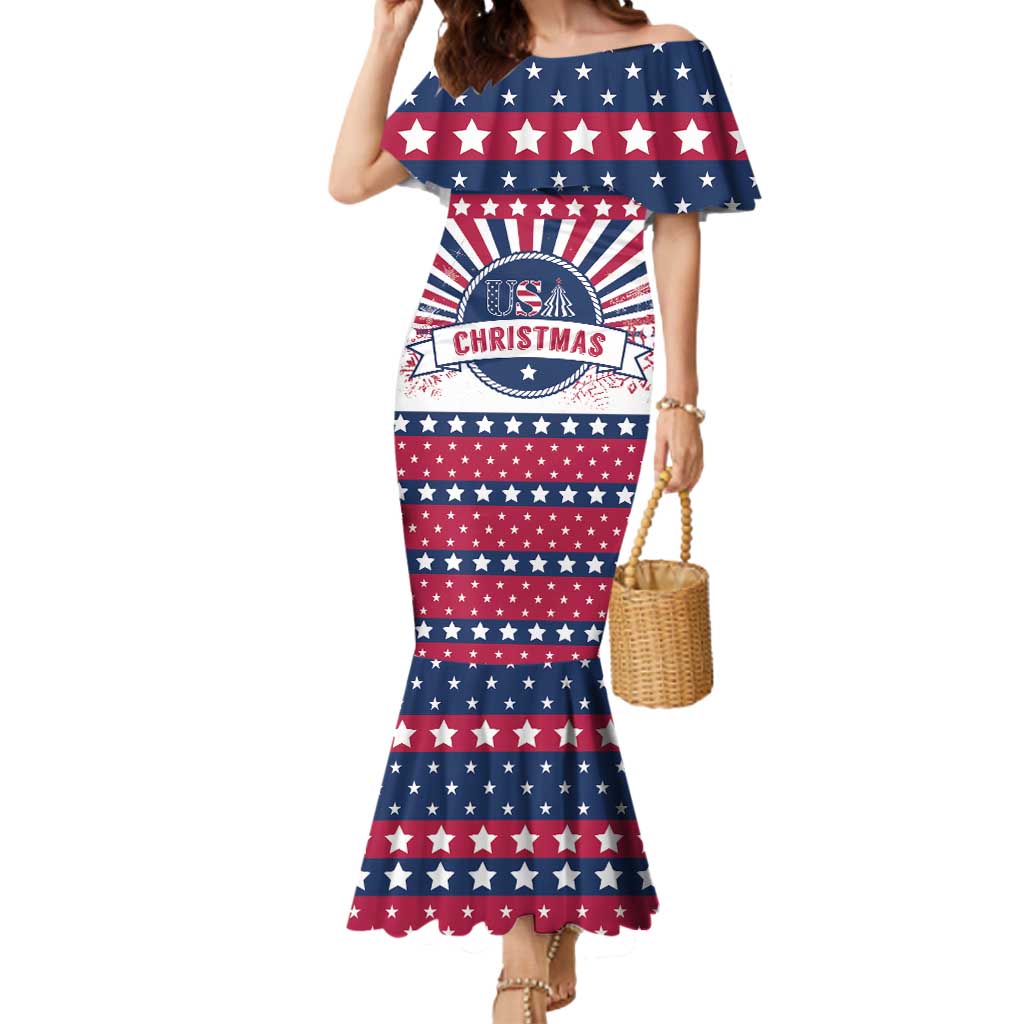 USA Christmas Mermaid Dress The Stars and Stripes Xmas Style - Wonder Print Shop