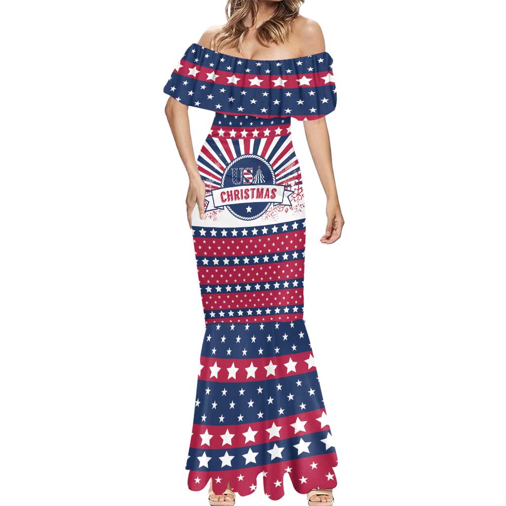 USA Christmas Mermaid Dress The Stars and Stripes Xmas Style - Wonder Print Shop