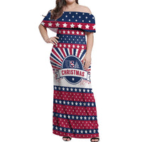 USA Christmas Off Shoulder Maxi Dress The Stars and Stripes Xmas Style - Wonder Print Shop