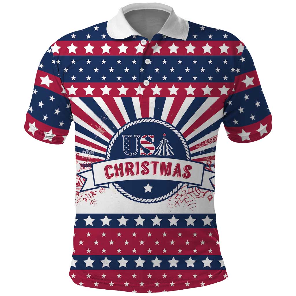 USA Christmas Polo Shirt The Stars and Stripes Xmas Style - Wonder Print Shop