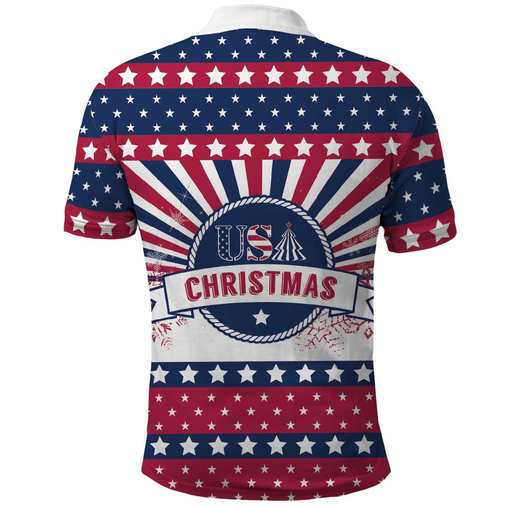 USA Christmas Polo Shirt The Stars and Stripes Xmas Style - Wonder Print Shop