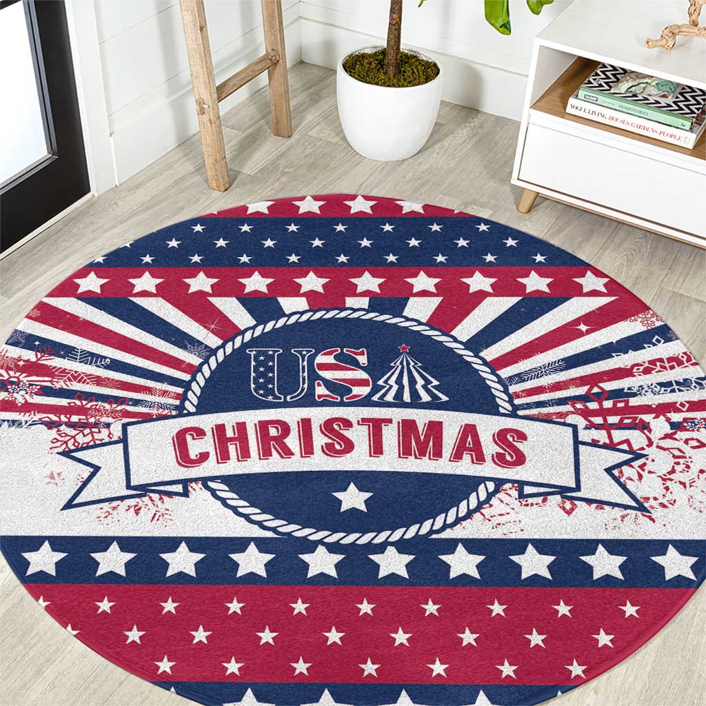 USA Christmas Round Carpet The Stars and Stripes Xmas Style