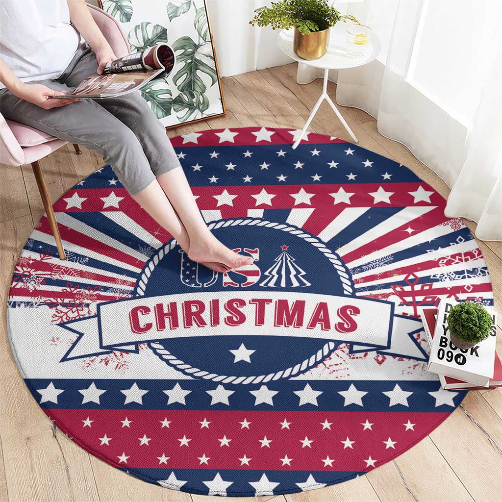 USA Christmas Round Carpet The Stars and Stripes Xmas Style