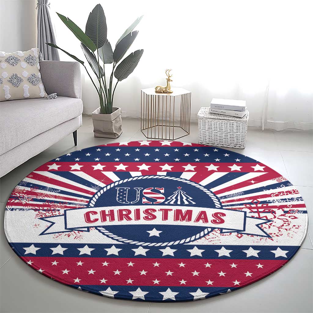USA Christmas Round Carpet The Stars and Stripes Xmas Style