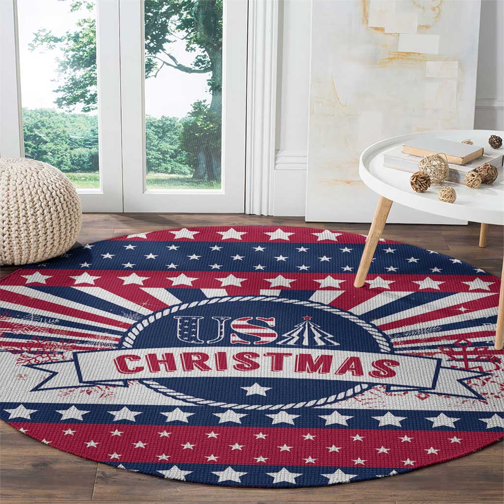 USA Christmas Round Carpet The Stars and Stripes Xmas Style