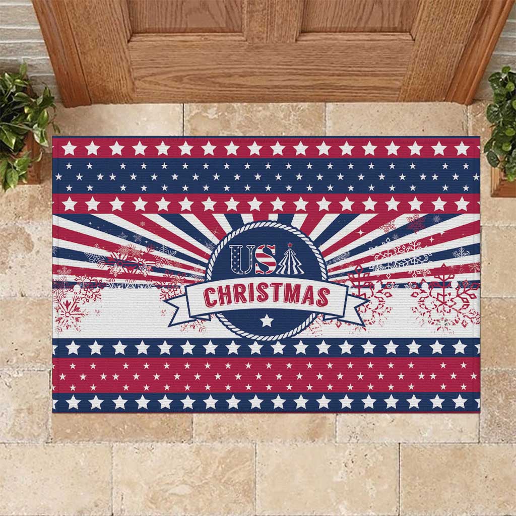 USA Christmas Rubber Doormat The Stars and Stripes Xmas Style - Wonder Print Shop