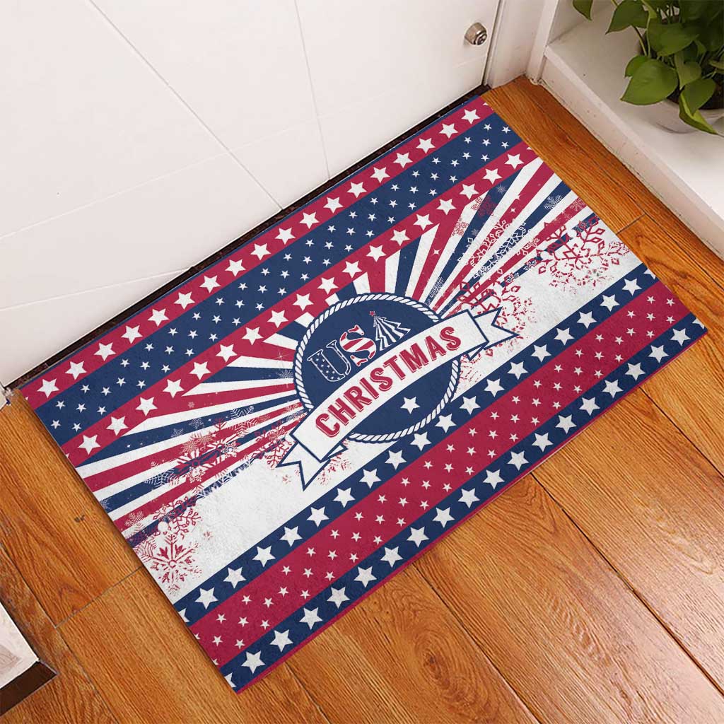 USA Christmas Rubber Doormat The Stars and Stripes Xmas Style - Wonder Print Shop