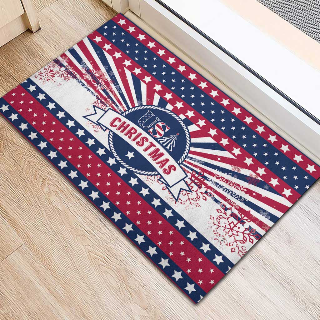 USA Christmas Rubber Doormat The Stars and Stripes Xmas Style - Wonder Print Shop