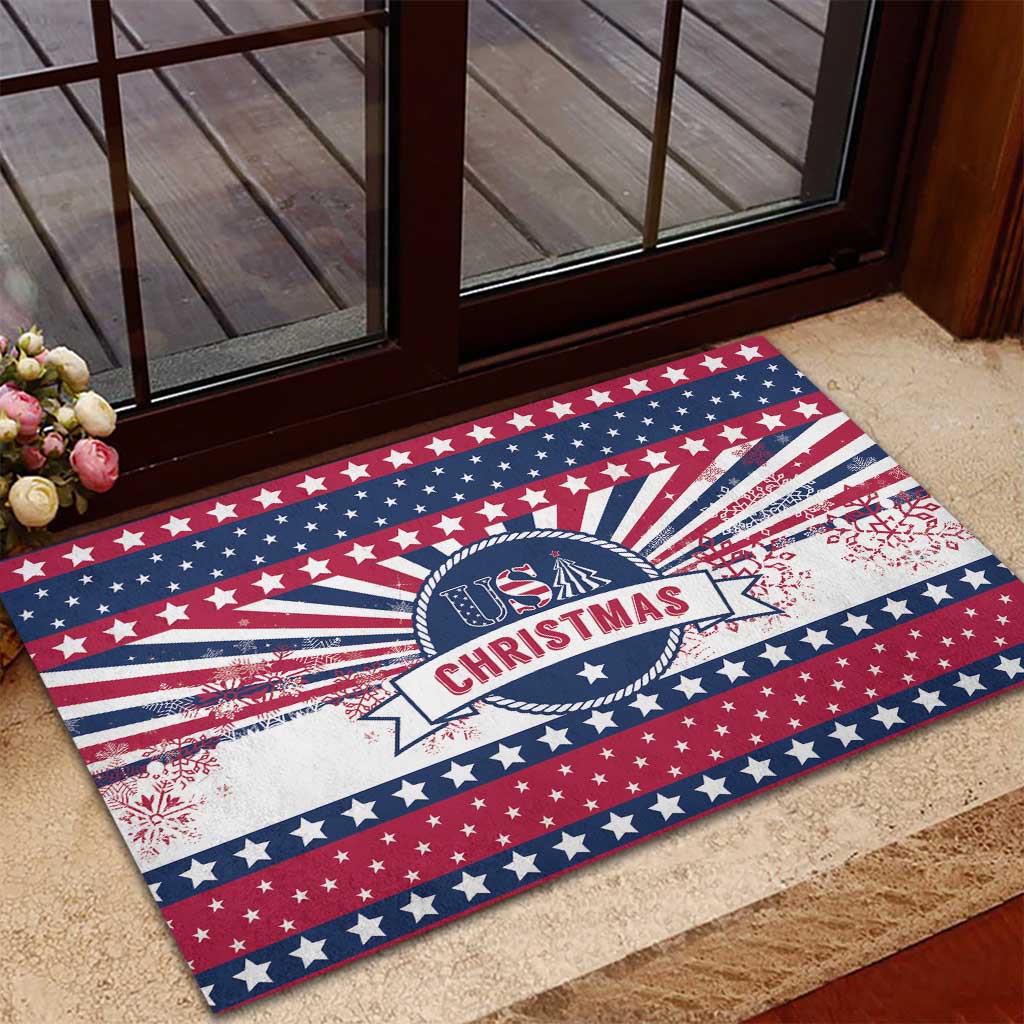 USA Christmas Rubber Doormat The Stars and Stripes Xmas Style - Wonder Print Shop