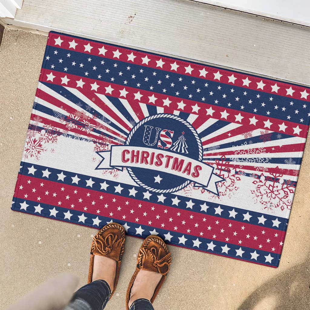 USA Christmas Rubber Doormat The Stars and Stripes Xmas Style - Wonder Print Shop